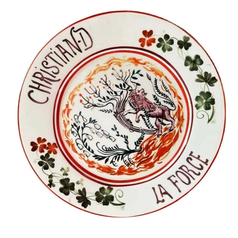 HULIANFU Retro Plate Bone China Dinner Set Nordic Kitchen Ceramic Dessert Charger Plates for Wedding Tableware Trays Decorative Mug Cup - Deanwangkt