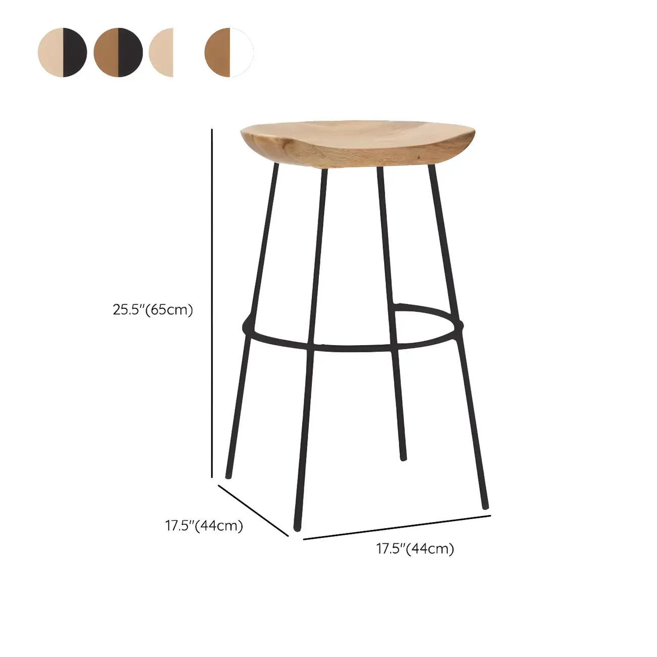 Modern Solid Wood Counter Height Bar Stools