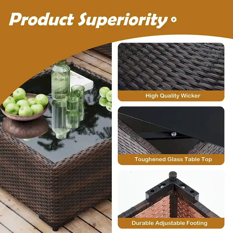 UPHA Cushioned 7-piece Conversation Sectional Patio Group Furniture