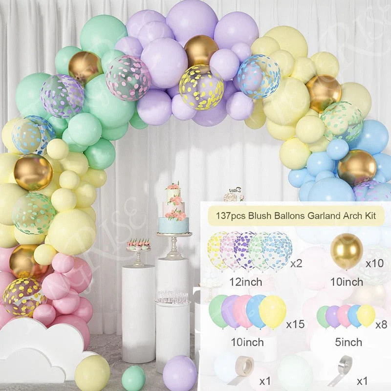 HULIANFU QIFU Macaron Balloons Garland Latex Ballons Arch Happy Birthday Party Decor Kids Adult Wedding Baloon Chain Baby Shower Balon - Deanwangkt