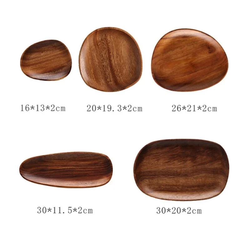 HULIANFU Whole Wood lovesickness Wood Irregular Oval Solid Wood Pan Plate Fruit Dishes Saucer Tea Tray Dessert Dinner Plate Tableware Set - Deanwangkt