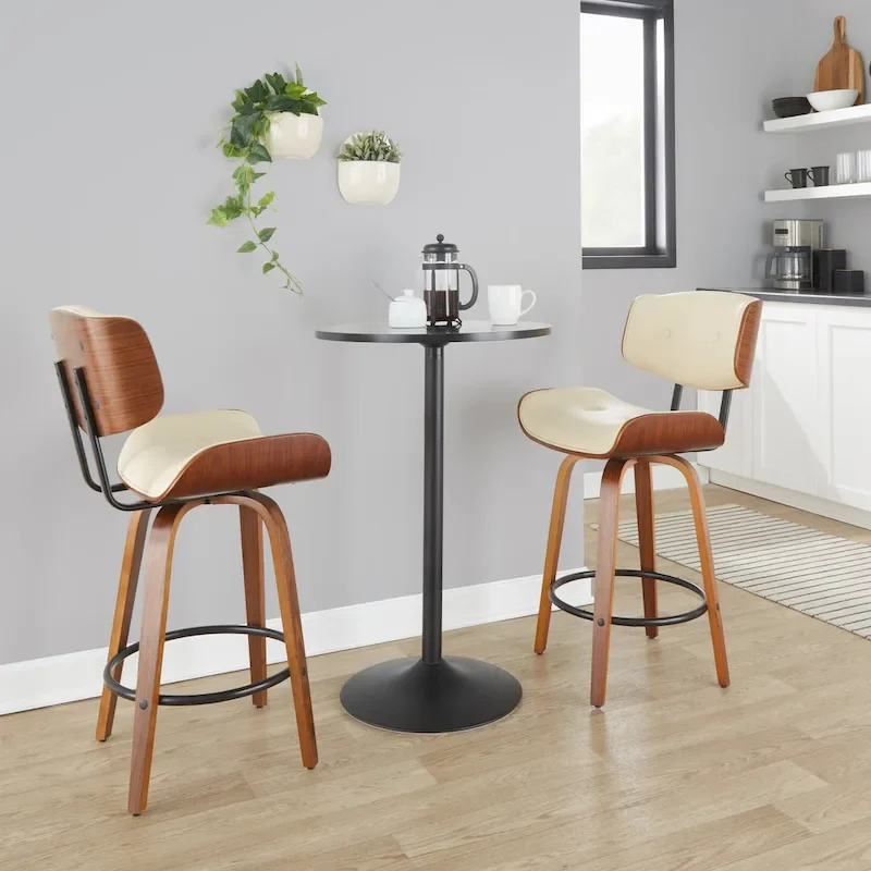 Leksand 26 Fixed-Height Counter Stool with Bent Wood Legs (Set of 2)
