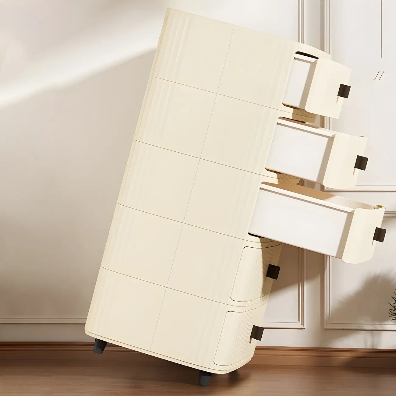 Modern Black And White Grid Top Nightstands with Drawers
