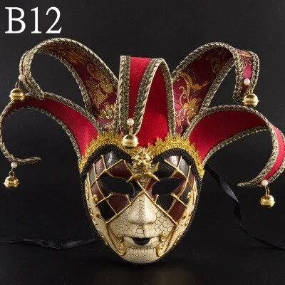 HULIANFU Newly High-end Venetian Masquerade Mask Mask Europe and The United States Halloween Clown Mask Show Supplies - Deanwangkt
