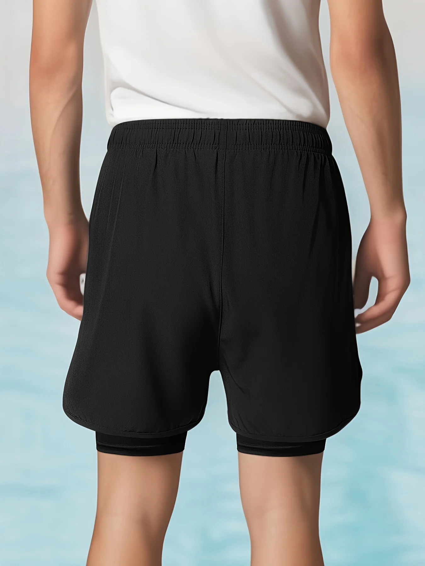 3-Piece Men's 2-in-1 Double Layer Breathable Stretch Shorts for Summer Gym Workout Training - Deanwangkt