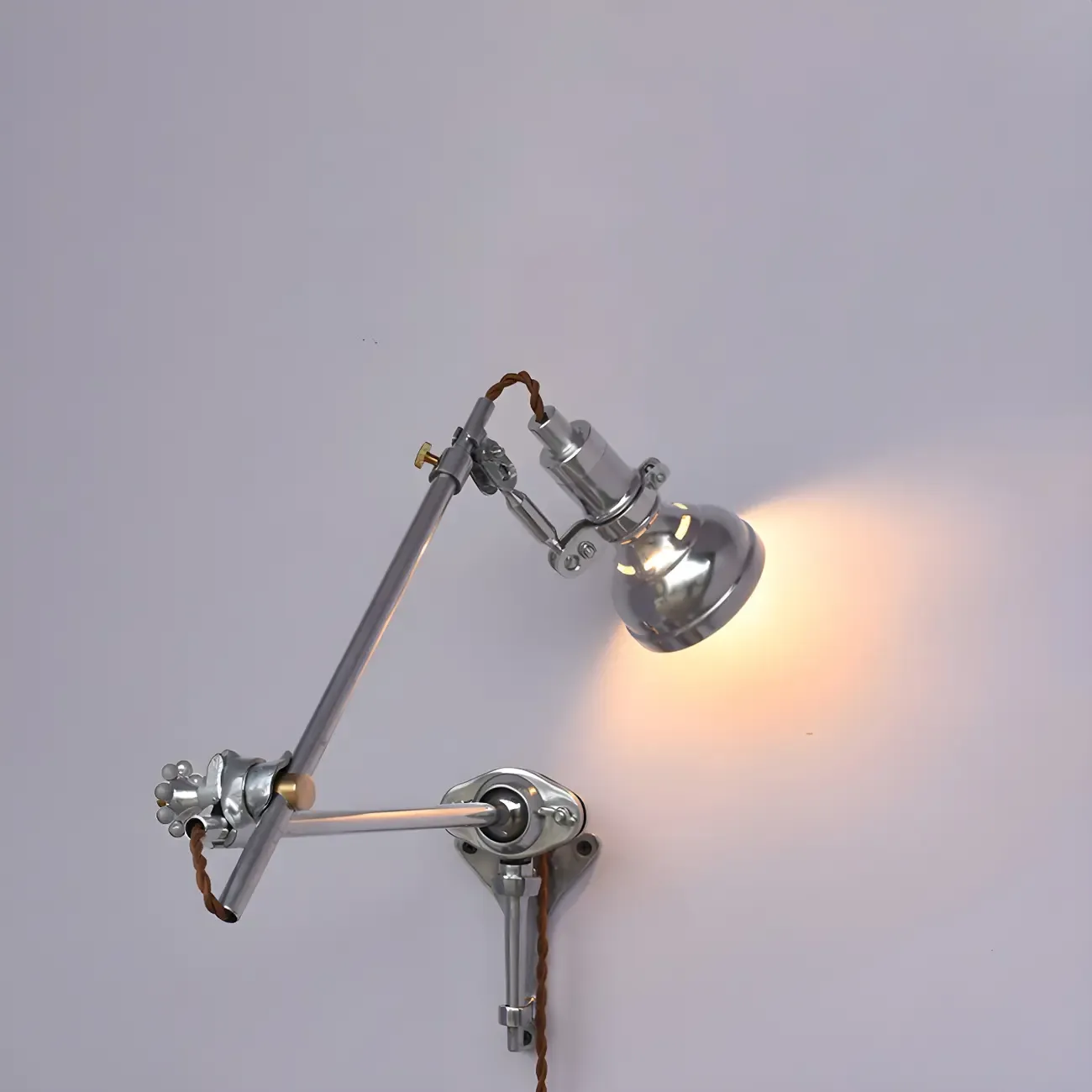 Modern Silver Swing Arm Wall Light Plug In LED for Bedroom