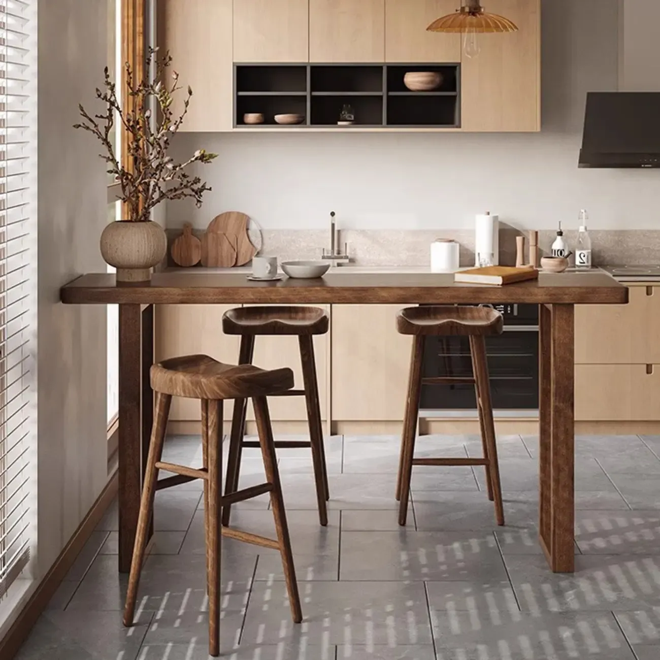 Rustic Cocoa Pine Fixed Top Sled Bar Tables