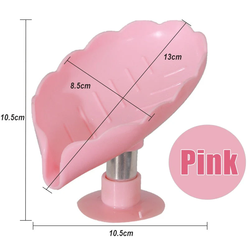 HULIANFU Leaf Shape Soap Box Drain Soap Holder Bathroom Accessories Suction Cup Soap Dish Tray Soap Dish for Bathroom Soap Container - Deanwangkt
