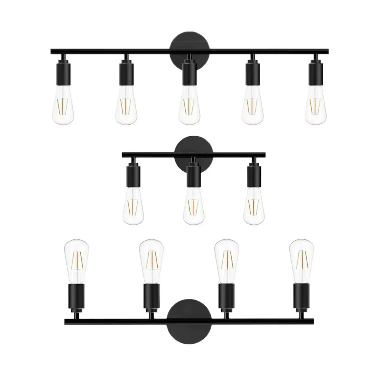 Industrial Black Metal 4-Light Cylinder Vanity Lights