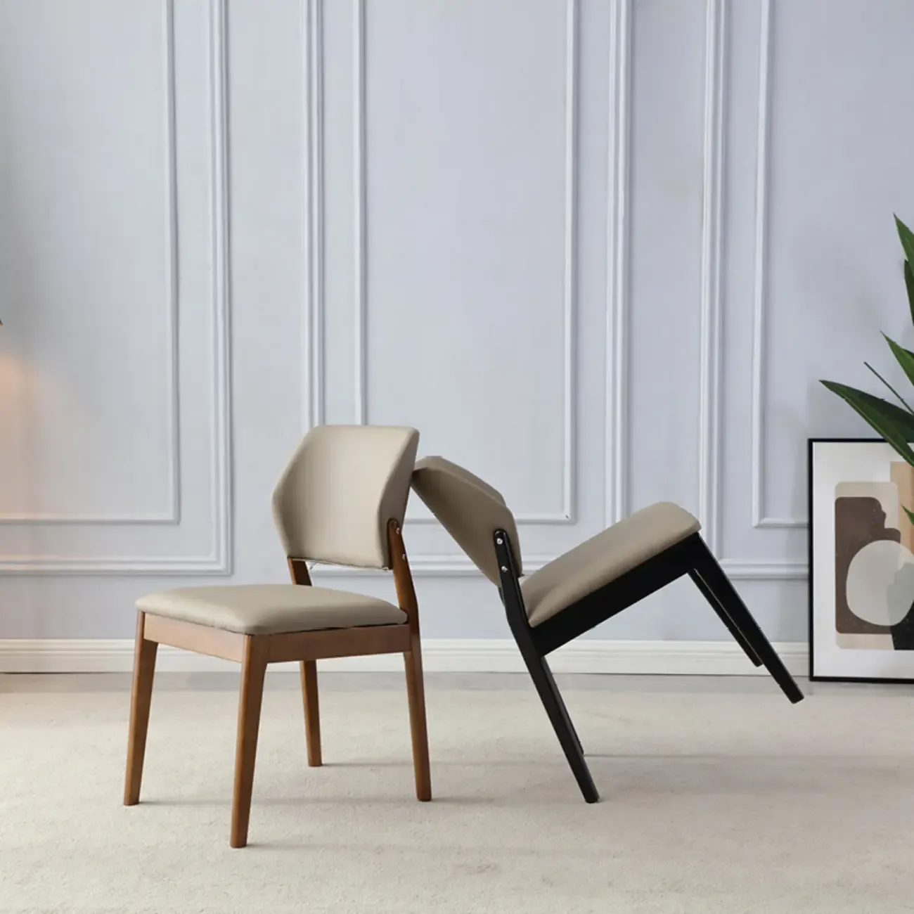 Scandinavian Faux Leather Low Back Dining Chair