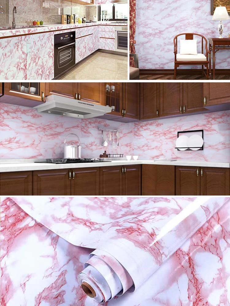 HULIANFU 「Elvesmall」Marble Wallpaper Rolls for Kitchen Furniture Refurbish Room Decor Wall Decorative Vinyl Self Adhesive Wall Stickers Home Decor - Deanwangkt