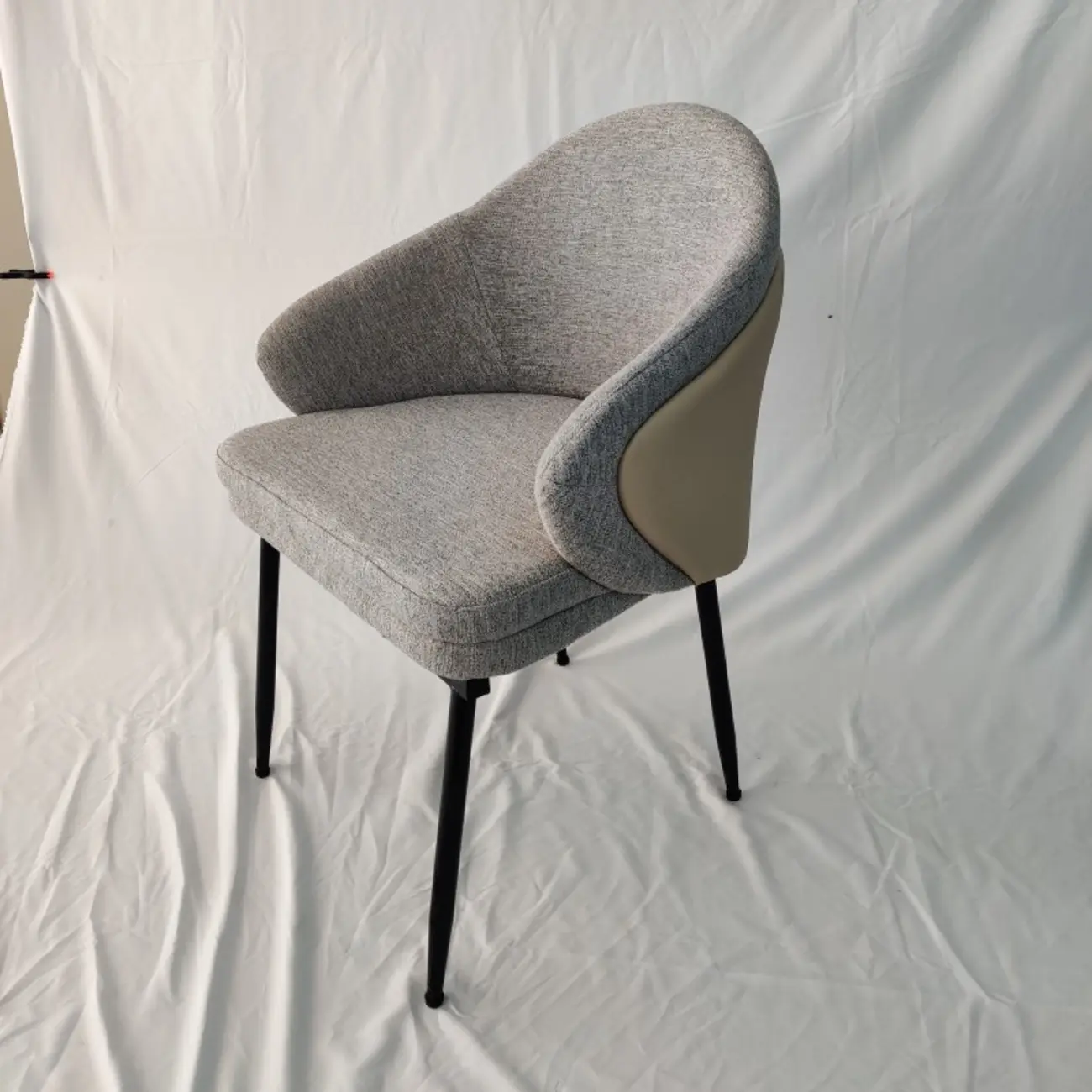 Modern Cotton Upholstered Leather Fabric Dining Room Chair