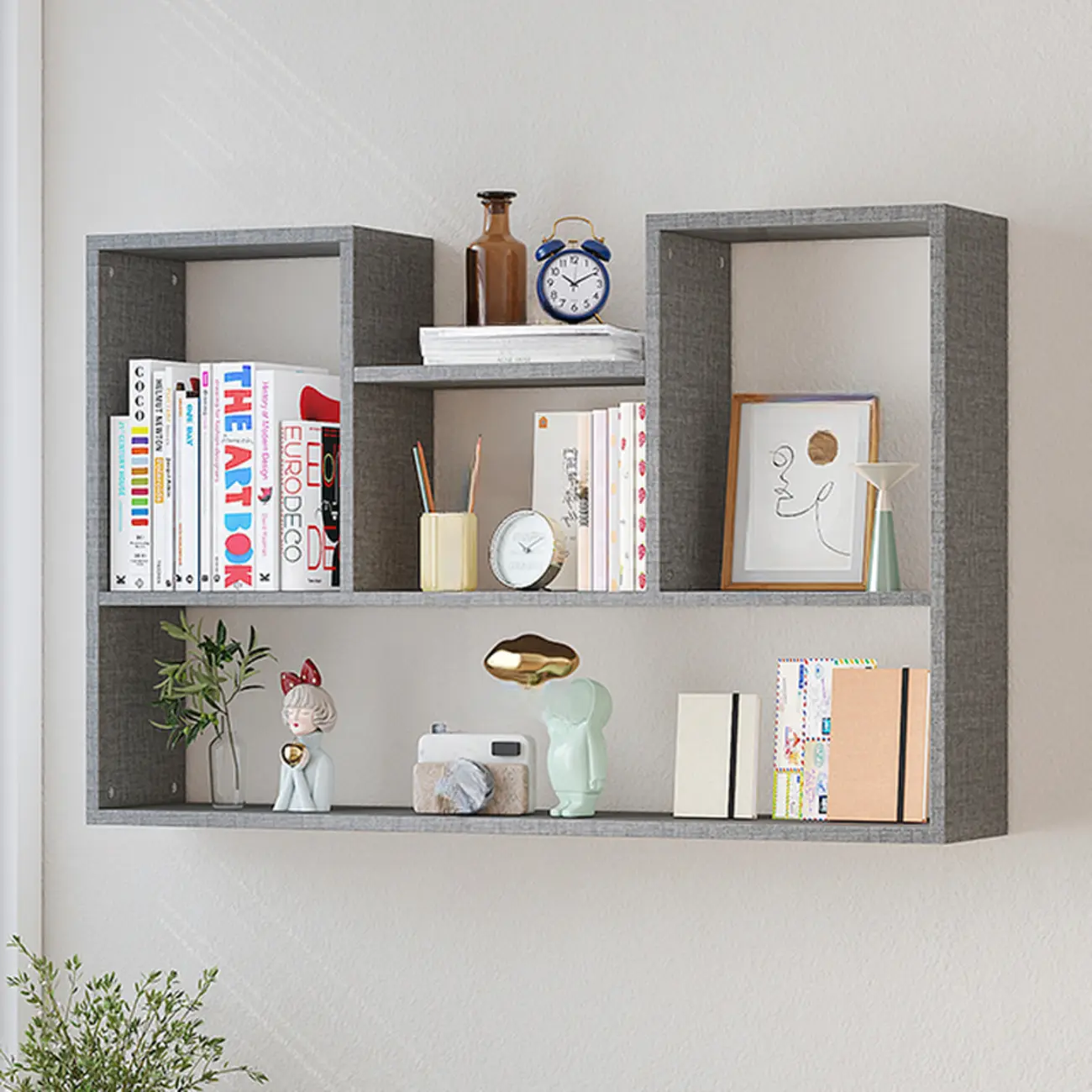 Modern Wooden 3-Tier Open Back Wall-Mounted Bookcase