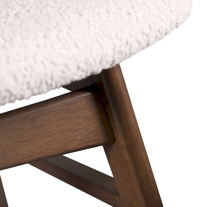 Beau I Mid-century 2-Pack Walnut Dining Chair Set with Boucle Seats