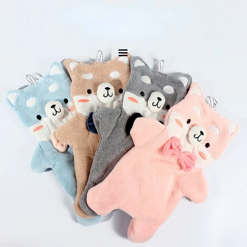 HULIANFU Lovely Cartoon Handkerchief Towel Hanging Absorbent Coral Velvet Wipe a Towel Household Kitchen Quick Drying Hand Cloth - Deanwangkt