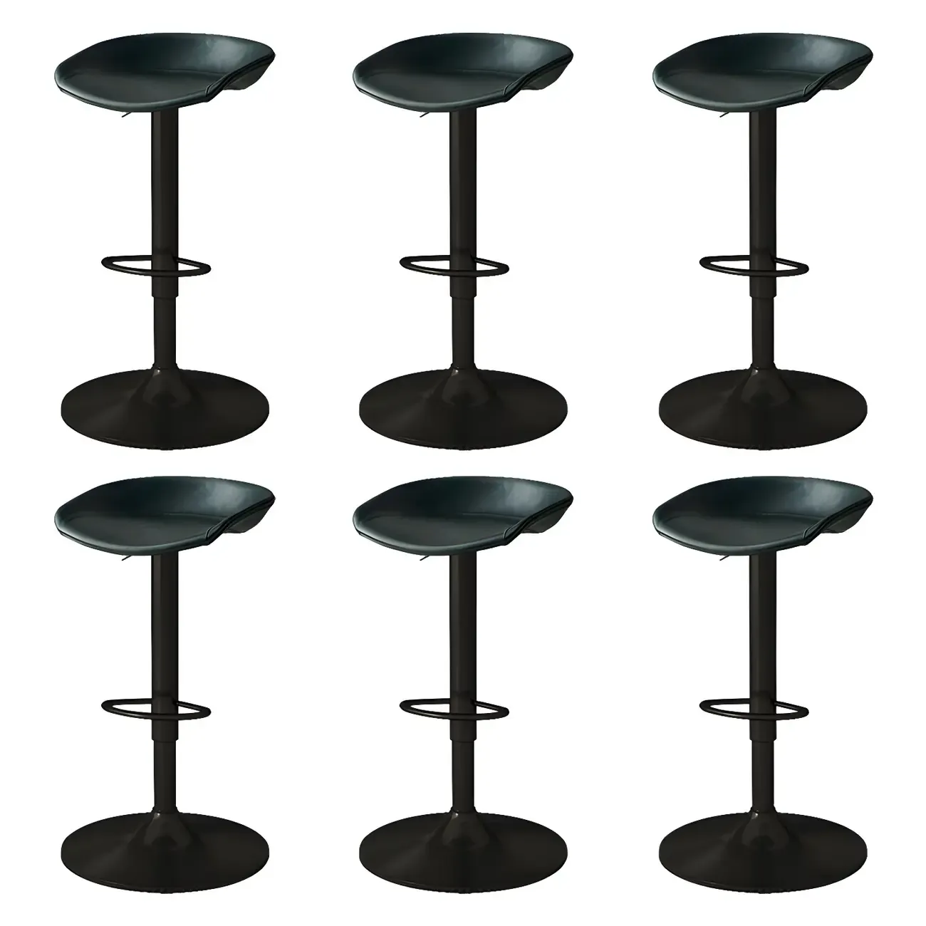 Modern Leather Black Pedestal Swivel Adjustable Bar Stool