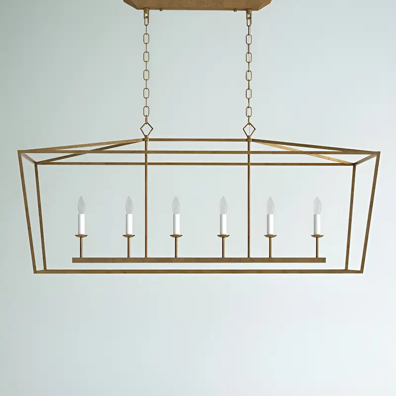 6 - Light Gold Lantern Pendant, Large Cage Style Iron Art Design