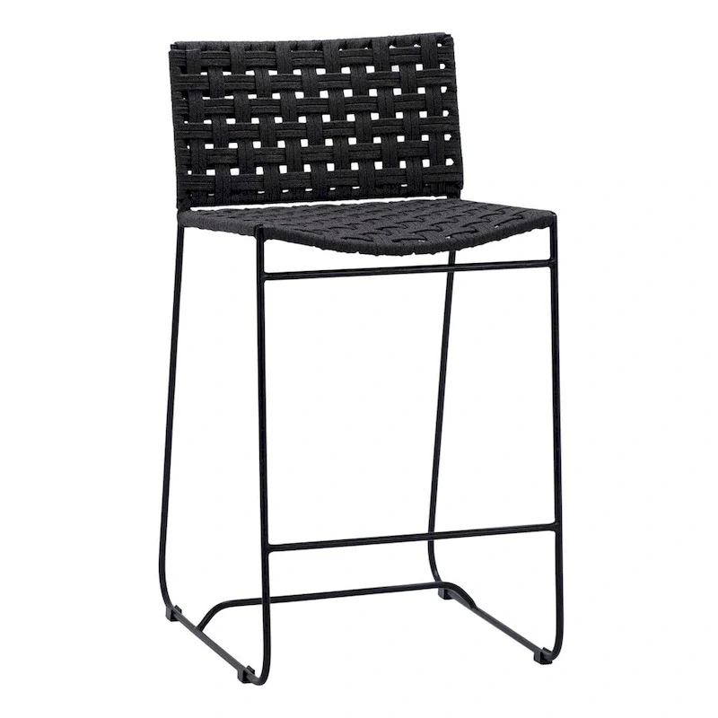 Alice Indoor-Outdoor Flat Rope and Iron Counter Stool