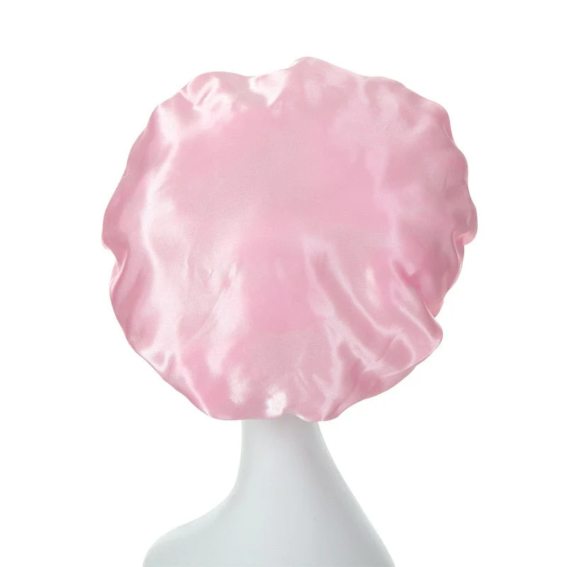 HULIANFU Women Night Sleep Hair Caps Silky Bonnet Satin Double Layer Adjust Head Cover Hat For Curly Springy Hair Styling Accessories - Deanwangkt