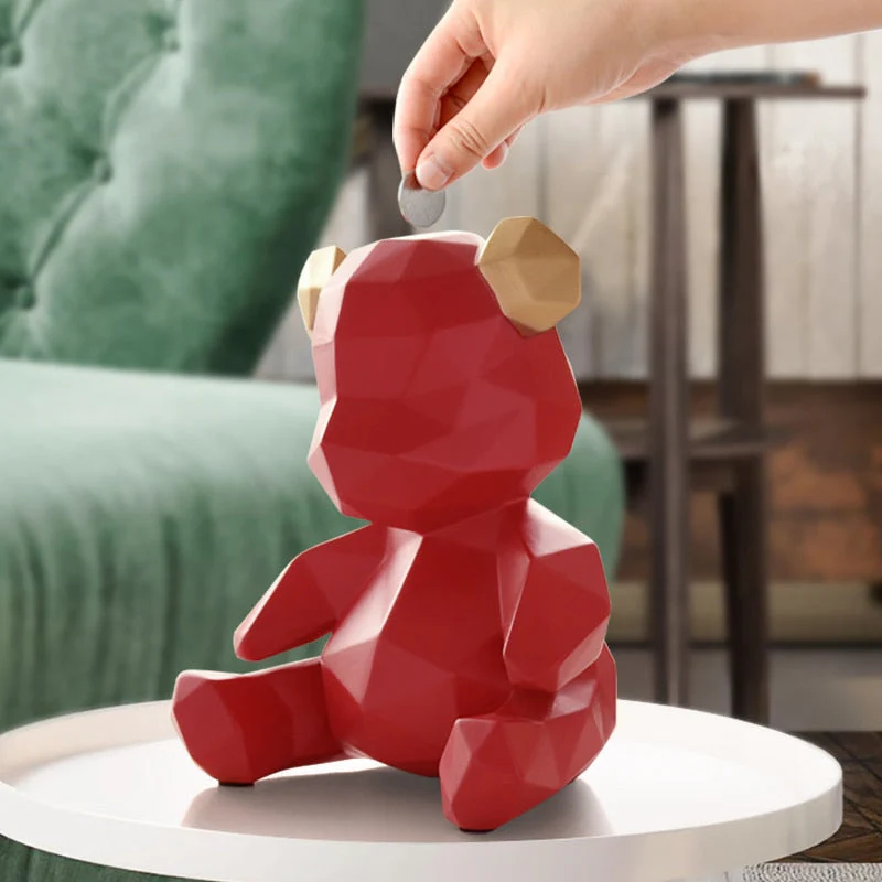 HULIANFU Piggy Bank Teddy Bear Figurines Money Box Gift Wedding Storage Box Money For Children Coins Holders Box Kids Toy Coin Bank - Deanwangkt
