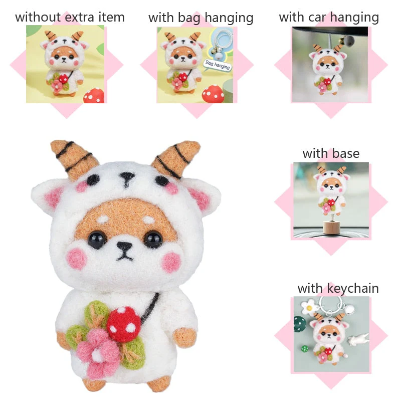 HULIANFU LMDZ Fashion Lovely Wool Felting Fabric Materials Handcraft Needle Felting Kit Doll Twelve zodiac for Needle Material Bag Pack - Deanwangkt