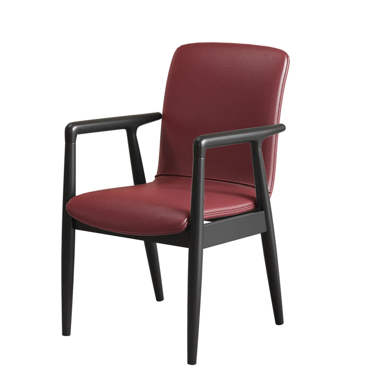 Modern Wood Faux Leather Upholstered Dining Armchair