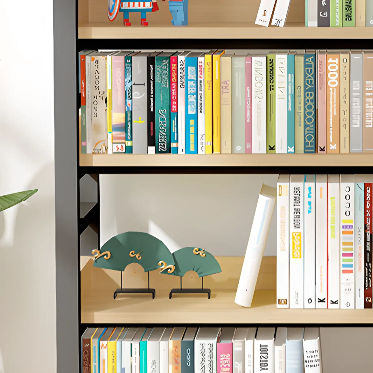Freestanding Simple Multi-Layer Wood Bookshelf in Steel Frame