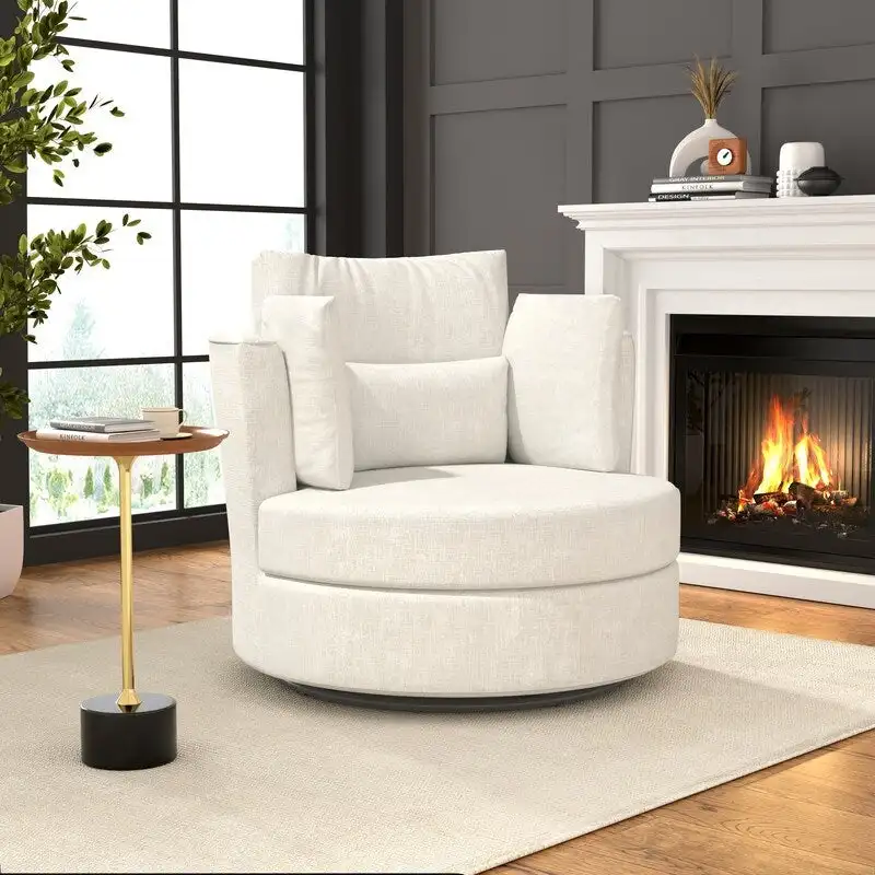 Chenille Swivel 34.7 Wide Soft Modern Upholstered Accent Chair