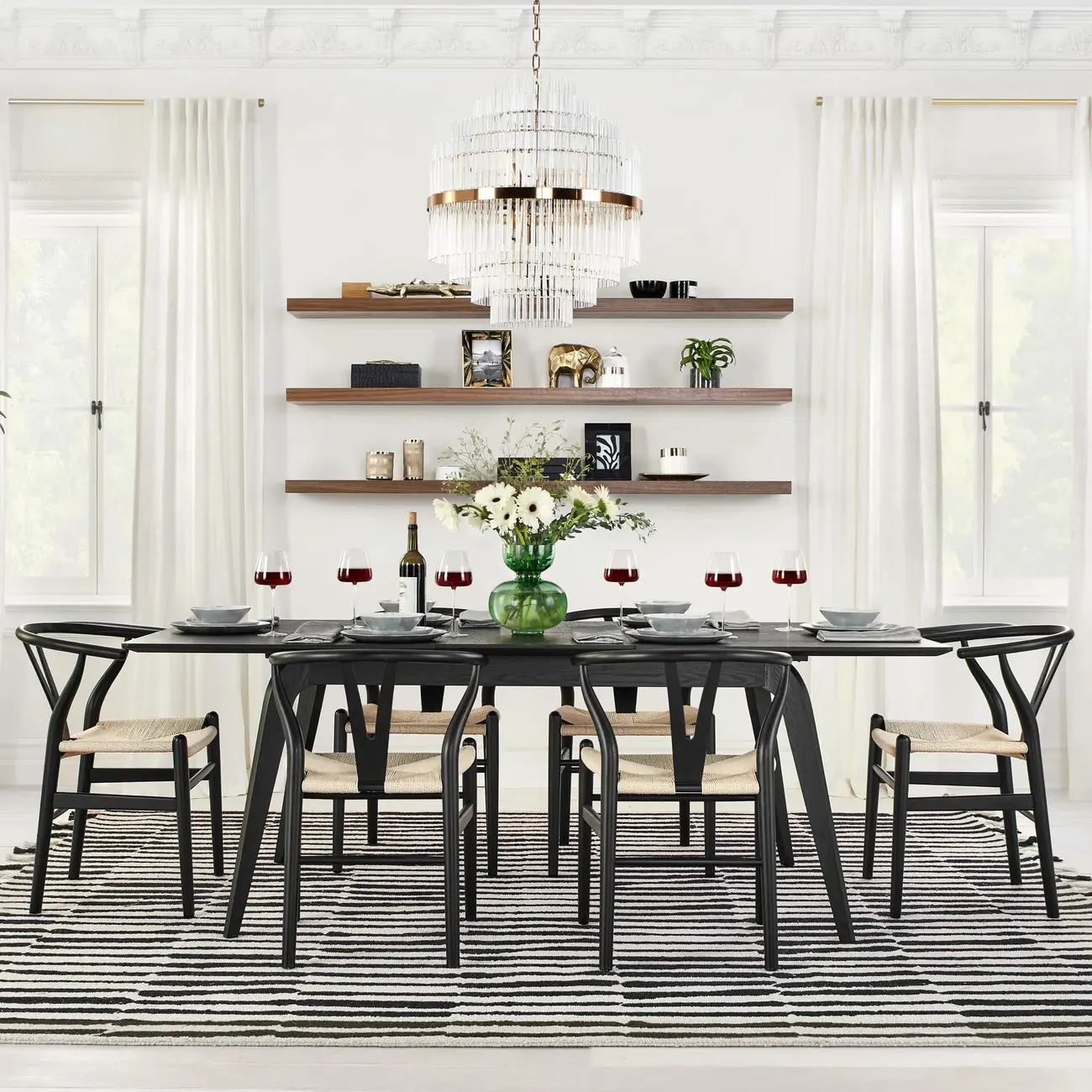 Modern Clear Glass Chandelier with Gold Finish