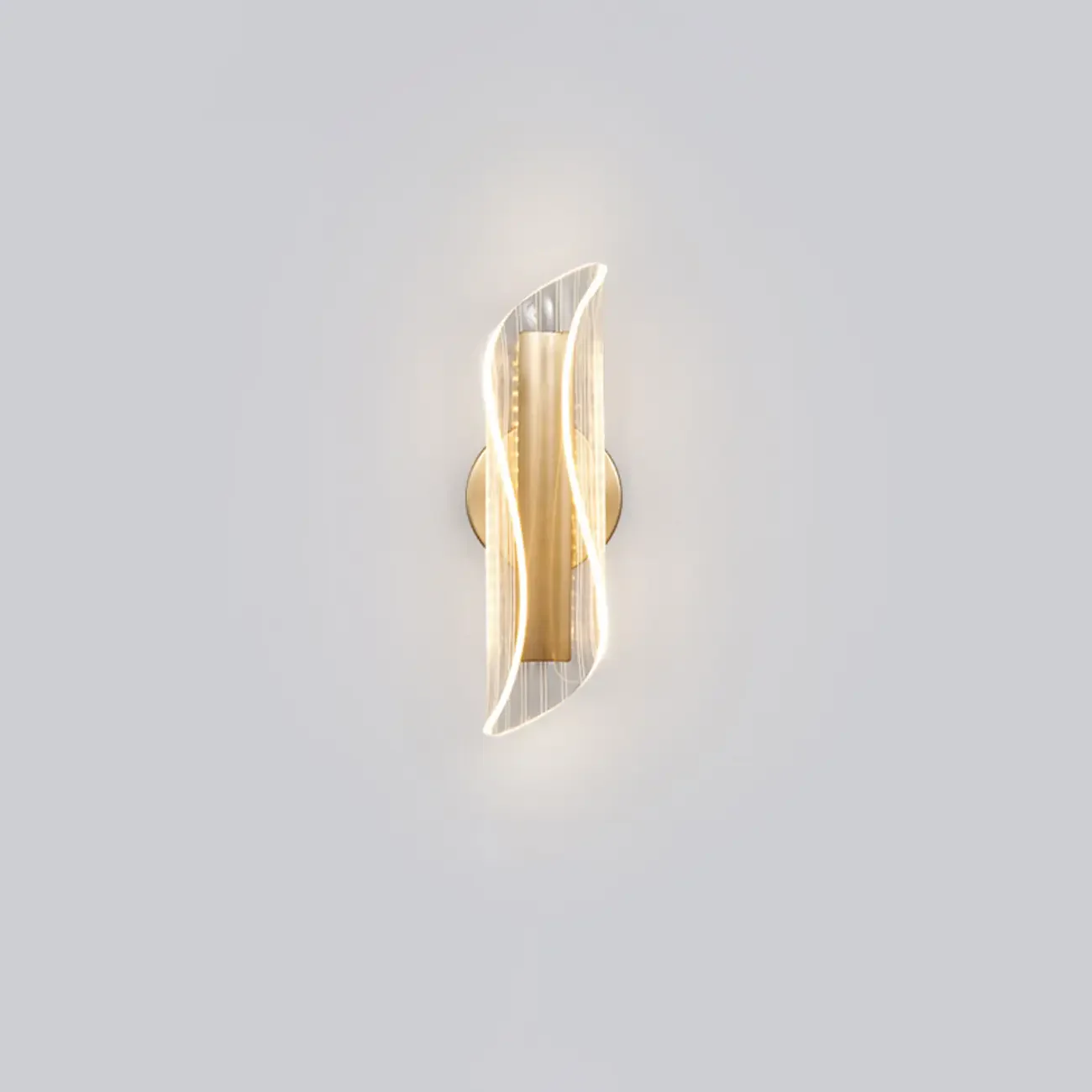 Art Deco Gold Metal and Acrylic LED Wall Sconce