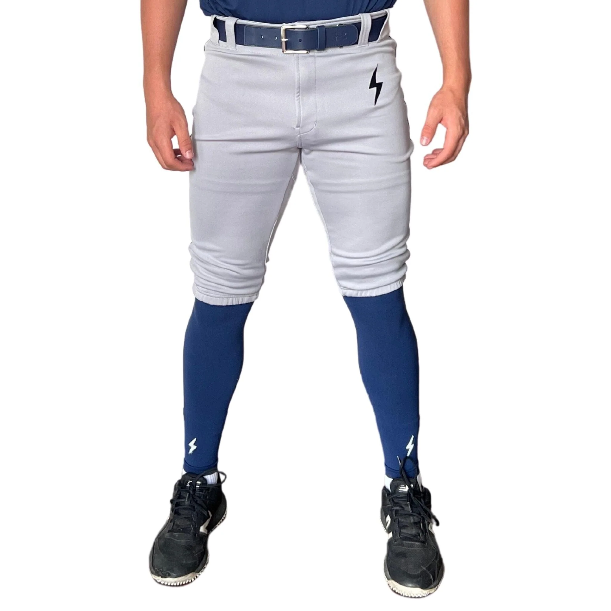 BRUCE BOLT Premium Pro Baseball Short - GREY w/ Navy