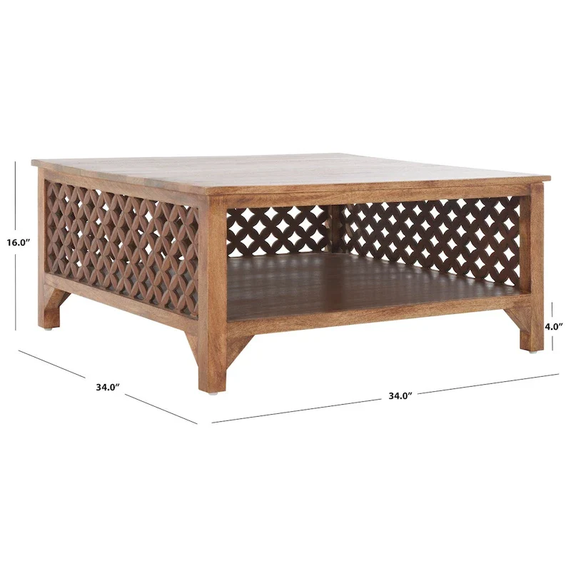 SAFAVIEH Bernardina Square Single Shelf Coffee Table - 34 L x 34 D x 16 H - 34Wx34Dx16H