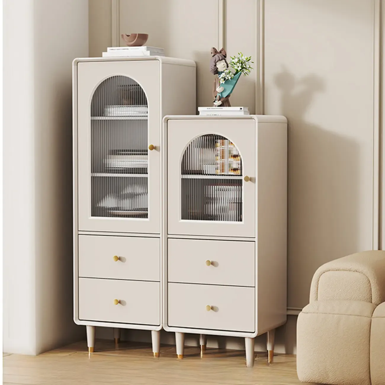 Wooden Free Standing Storage Cabinet with Scandinavian Style
