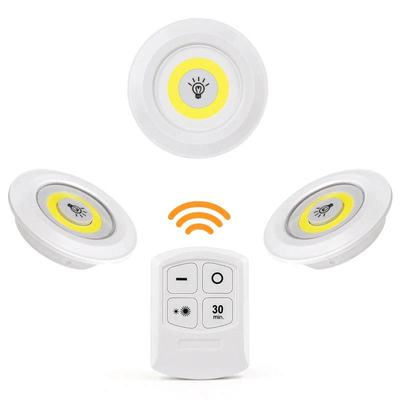 HULIANFU LED Light COB Under Cabinet Light Night Light Wireless Remote Control Dimmable Wardrobe Lamp 3W Super Bright Closet Lighting - Deanwangkt