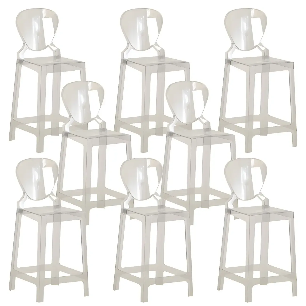 Modern Acrylic Smooth Elegant Circular Backrest Bar Stool