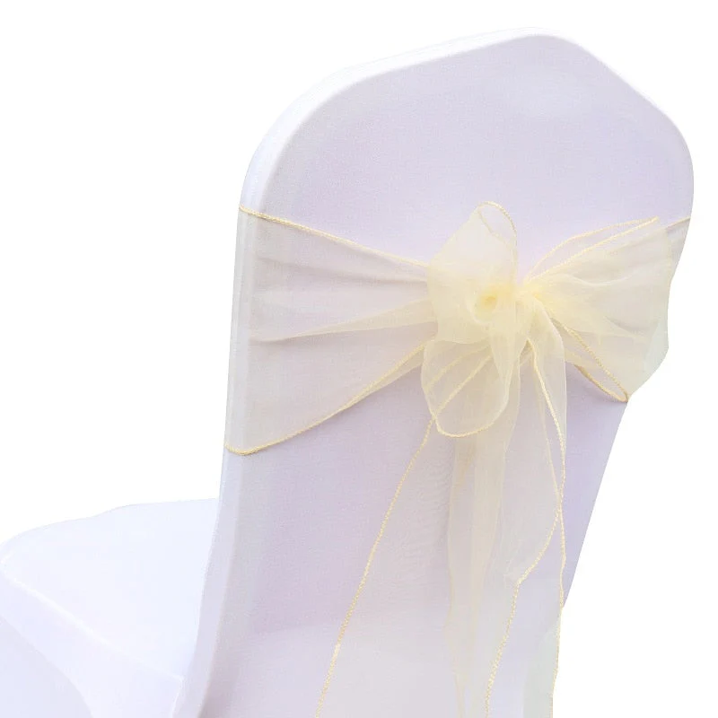 HULIANFU Wedding Decoration Organza Chair Sashes Bow For Party Christmas Halloween hotel Chair Decoration Supplies(Pack of 50pcs  pink) - Deanwangkt