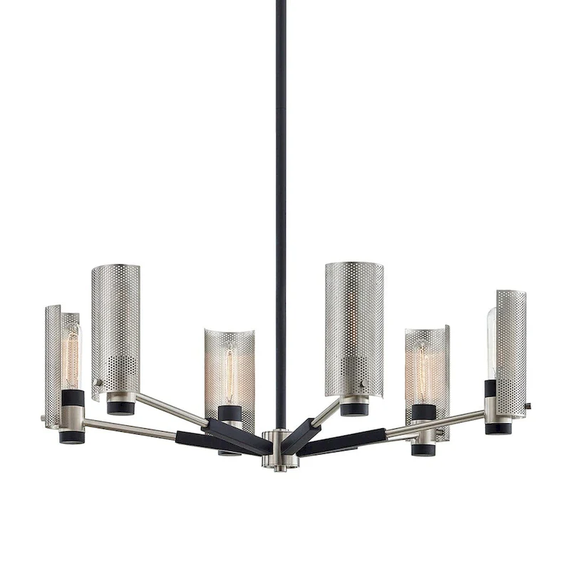 Pilsen 6-light Carbide Black with Satin Nickel Accents Pendant