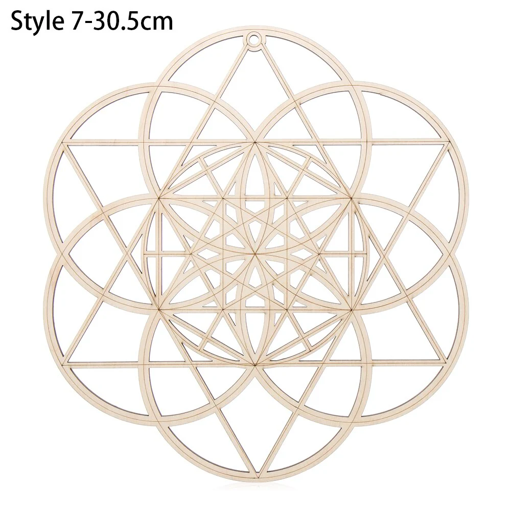 HULIANFU Log Color Chakra Pattern Round Edge Circles Carved Wooden Stand Coaster Flower of life Reload Stone Kitchen Hot Pad Mat Decor - Deanwangkt