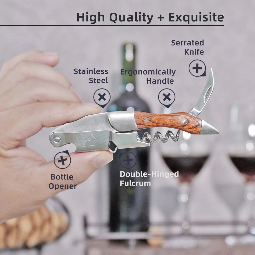HULIANFU Wine Opener, Professional Waiters Corkscrew, PU Bag, Bottle Opener and Foil Cutter Gift for Wine Lovers - Deanwangkt