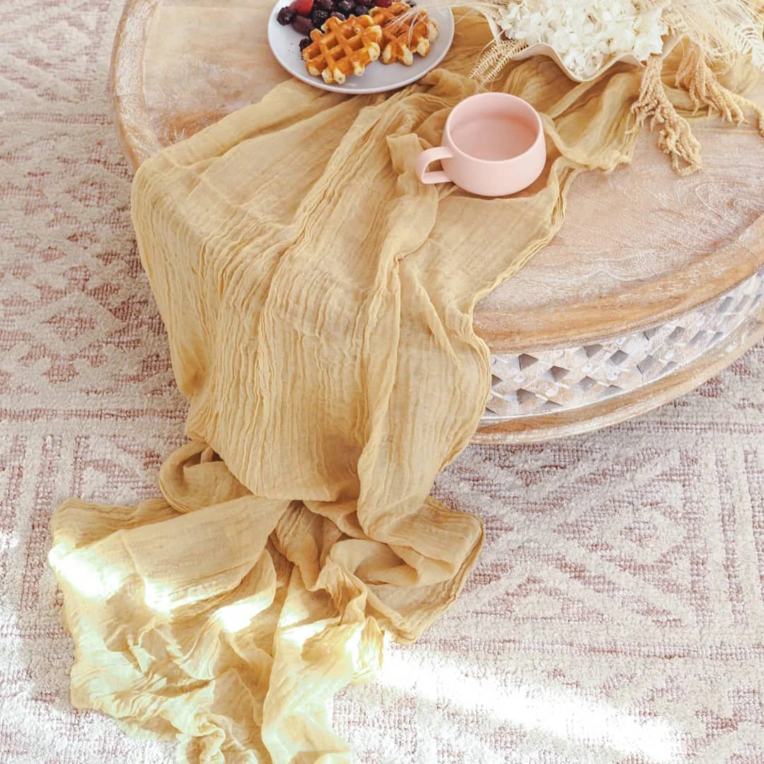 HULIANFU Semi-Sheer Gauze Table Runner Sage Cheesecloth Table Setting Dining Vintage Wedding Party Christmas Banquets Arches Cake Decor - Deanwangkt
