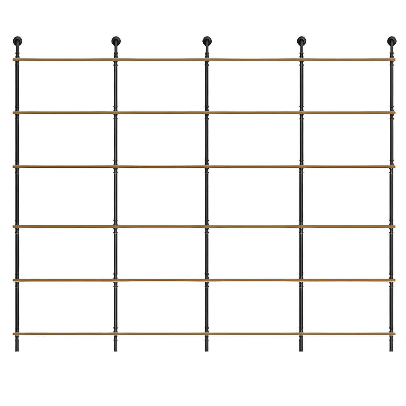 Industrial Black Wood Wall-Mounted Bookcase