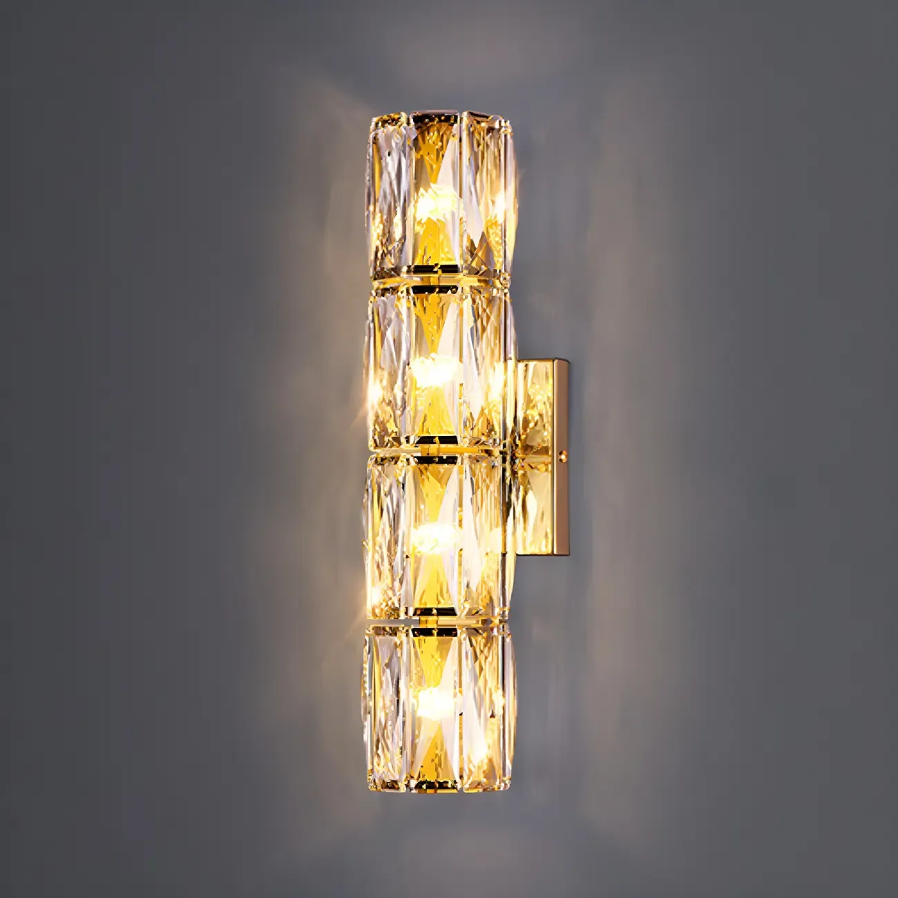 Luxury Geometric Crystal Gold Vanity Light