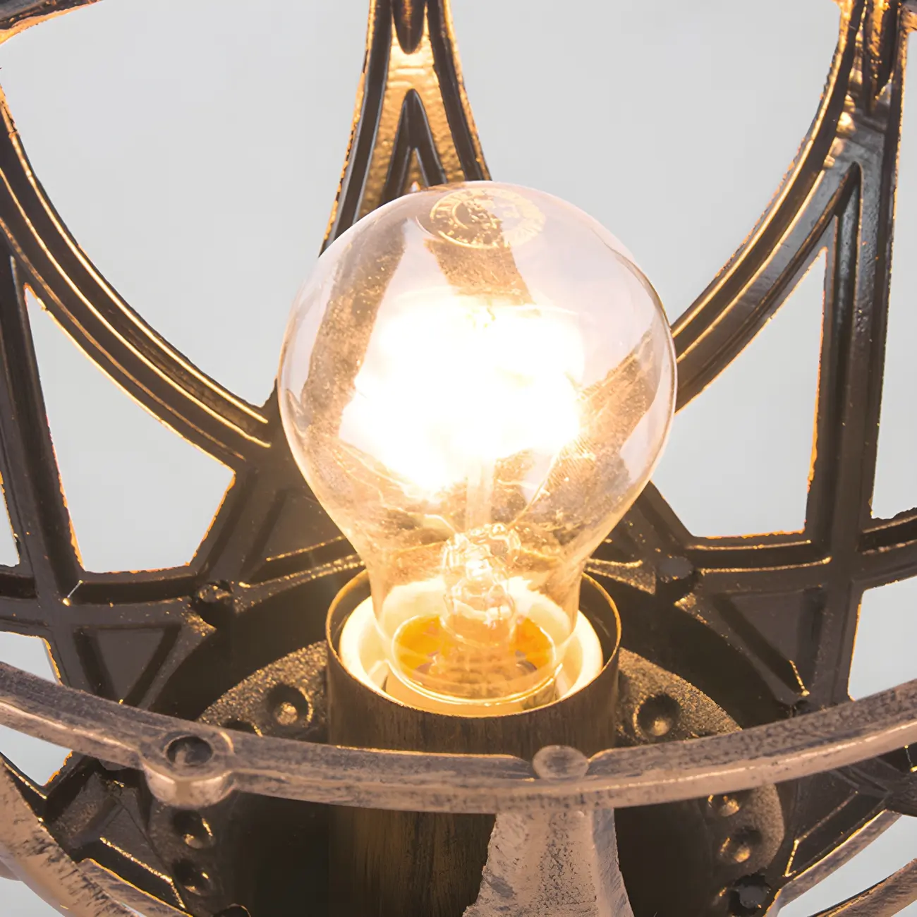 Retro Metal Glass Globe Post Cap Light