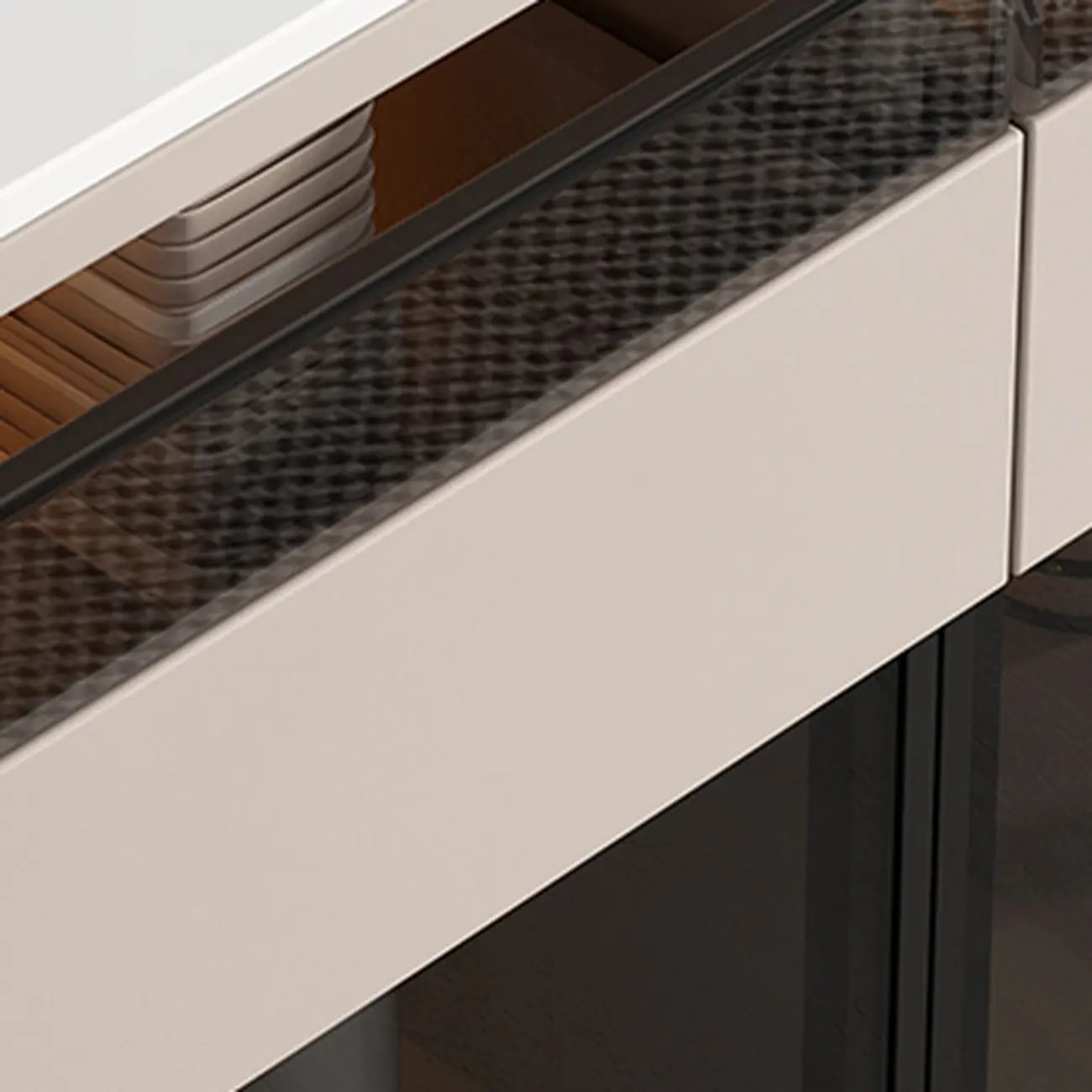 Modern Wood Buffet Sintered Stone Countertop