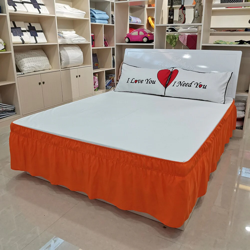HULIANFU Pleated Bed Skirt Single and Double Dustproof  Cover Surrounding ding Plain Elastic Band  Apron - Deanwangkt