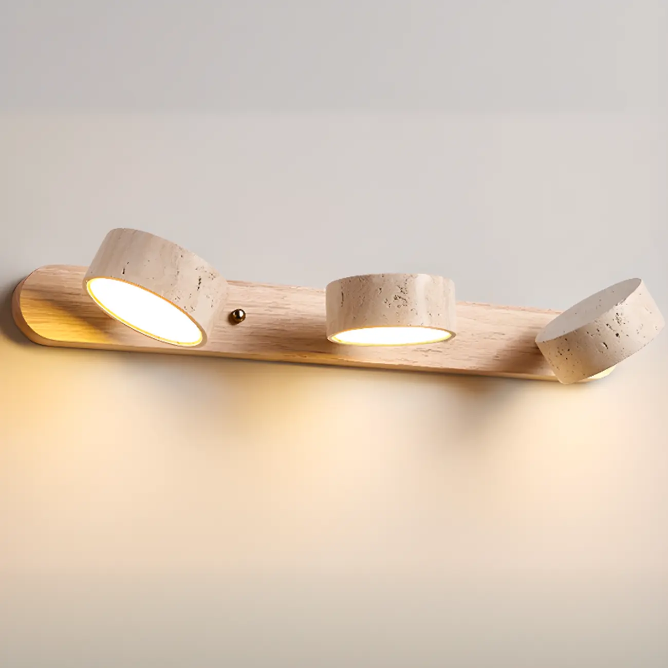 3-Light Bathroom Circle LED Stone Cylinder Vanity Light