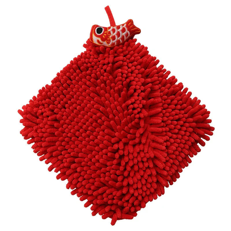HULIANFU Red Chenille Soft Hand Towel Chinese Style Quick-Dry Absorbent Cartoon Wipe Handkerchief for Home Bathroom Embroidery Towels - Deanwangkt