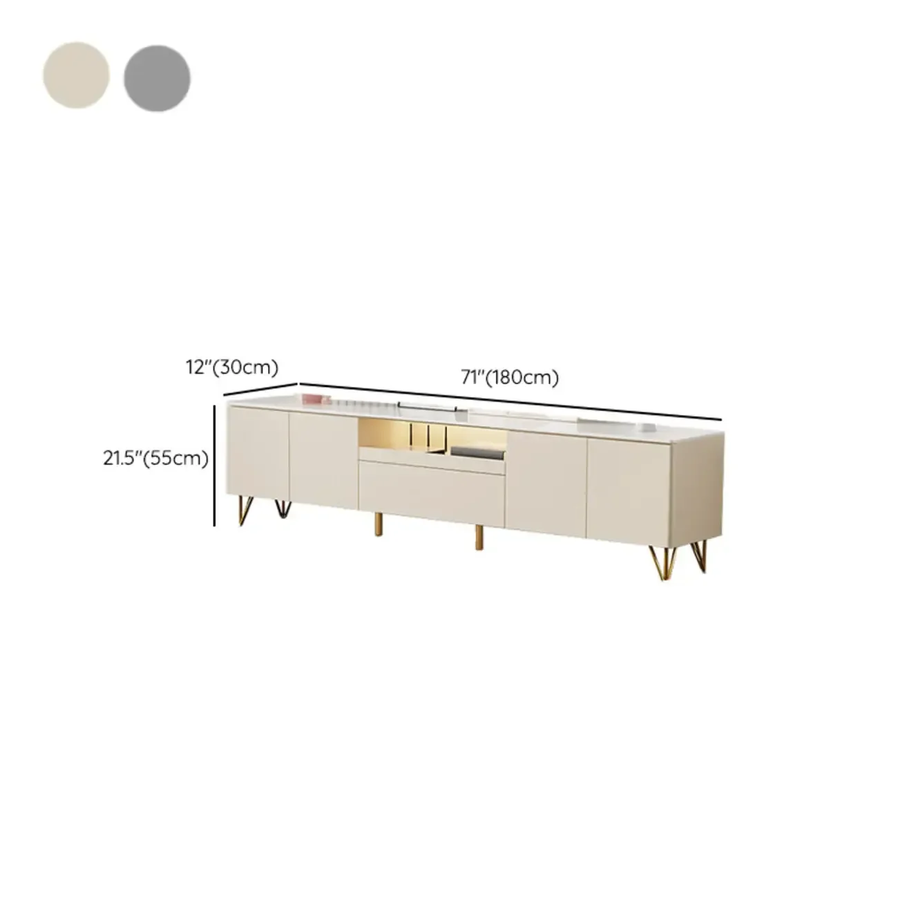 Modern Stone TV Stand with Soft Close Drawers