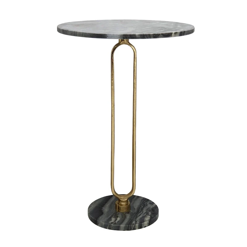 A&B Home Alexus Oval Steam Marble Table - Black/Gold