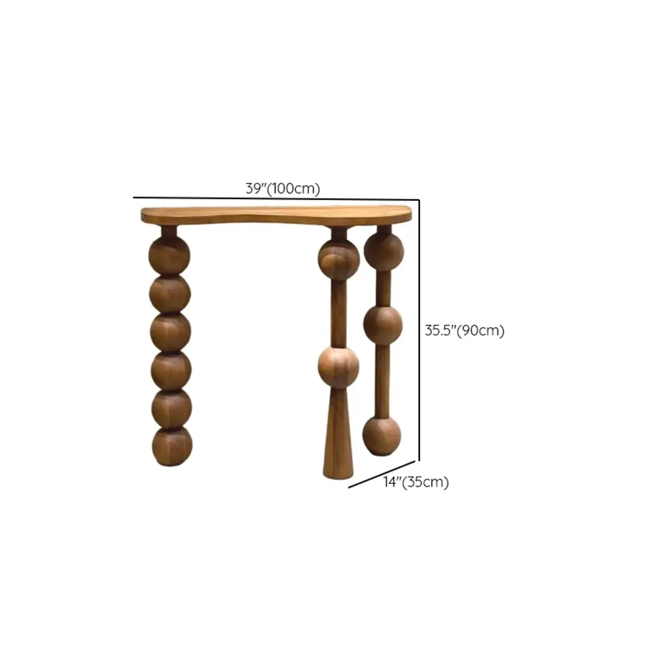 Artistic Walnut Wood Turned Leg Entry Console Table